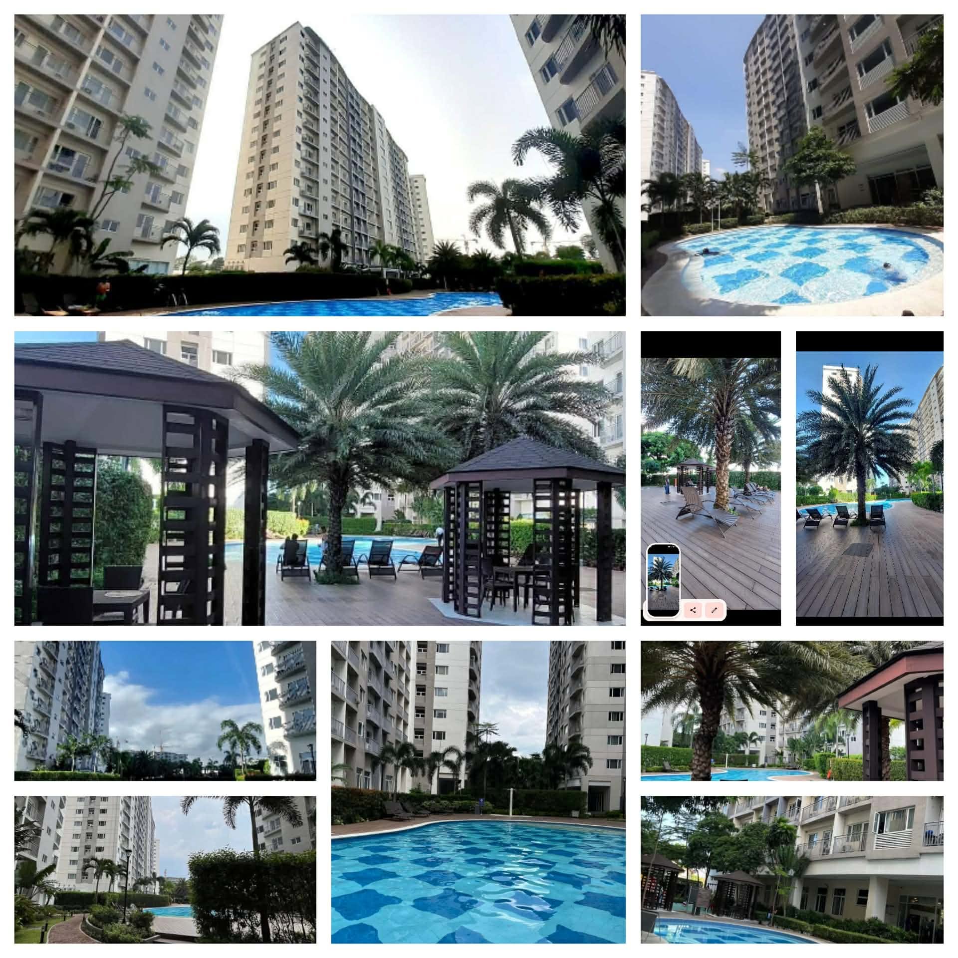 South Residences building exterior, pools, and amenities